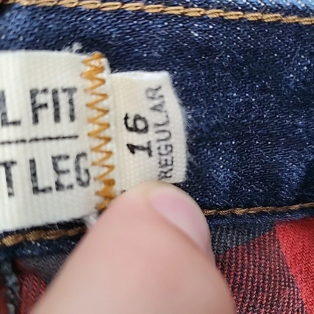 Carhartt Flannel Lined Straight Jeans Women's 16 Regular Blue Plaid Workwear‎